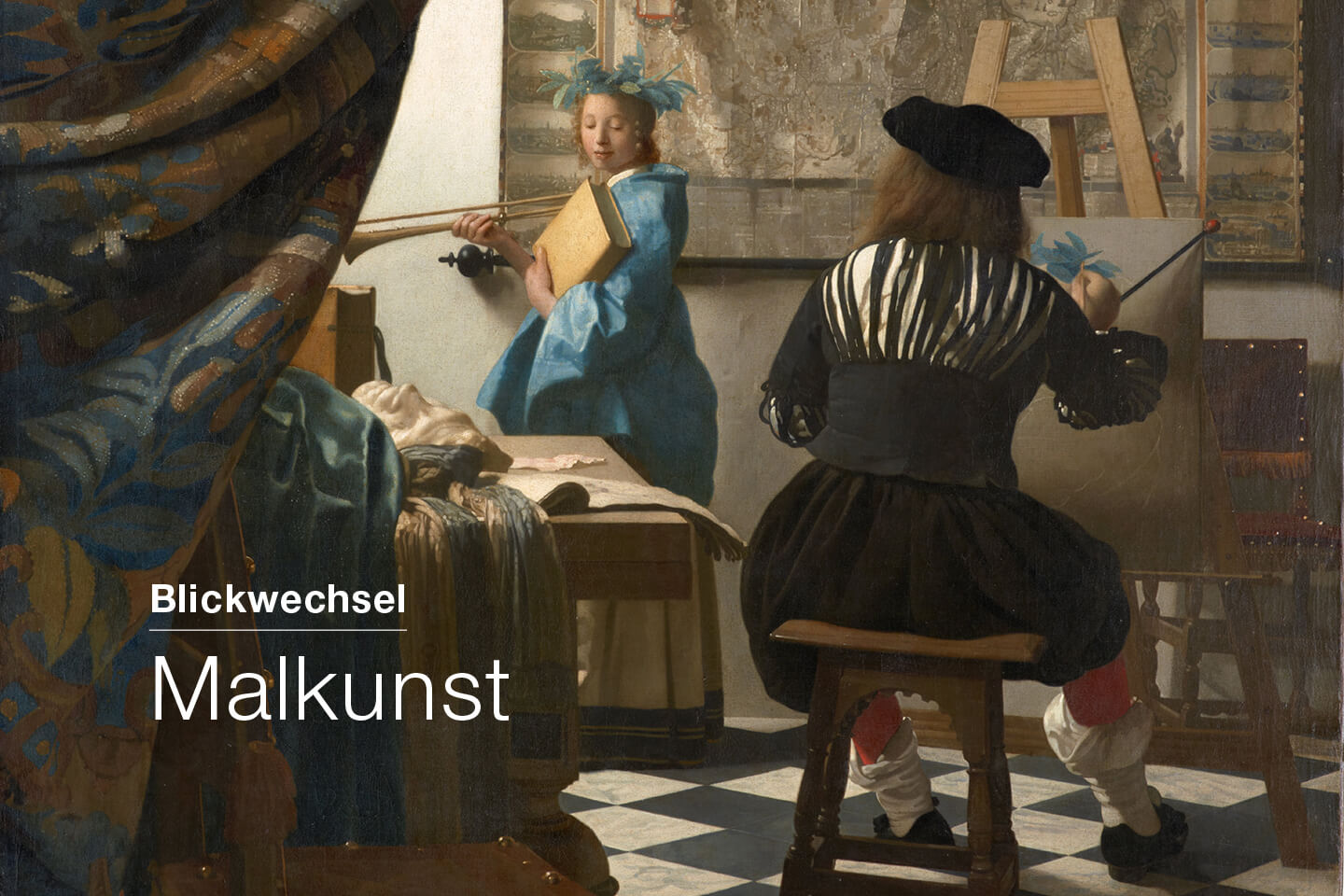 Altes Gemälde Mann zeichnet Frau