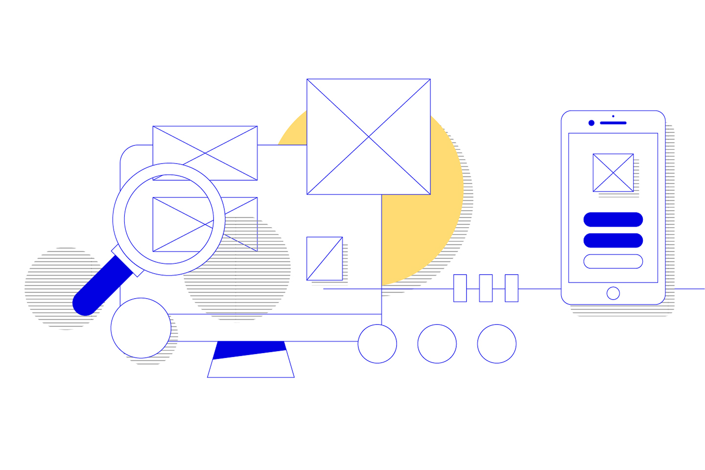 Illustration eines Monitors und Handy