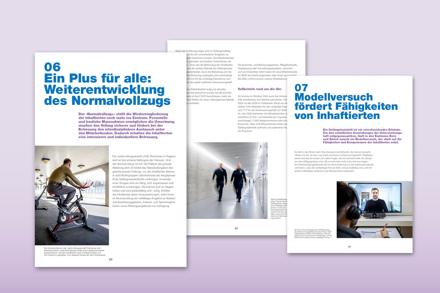 Exemplarische Seiten aus dem Jahresbericht 2023.