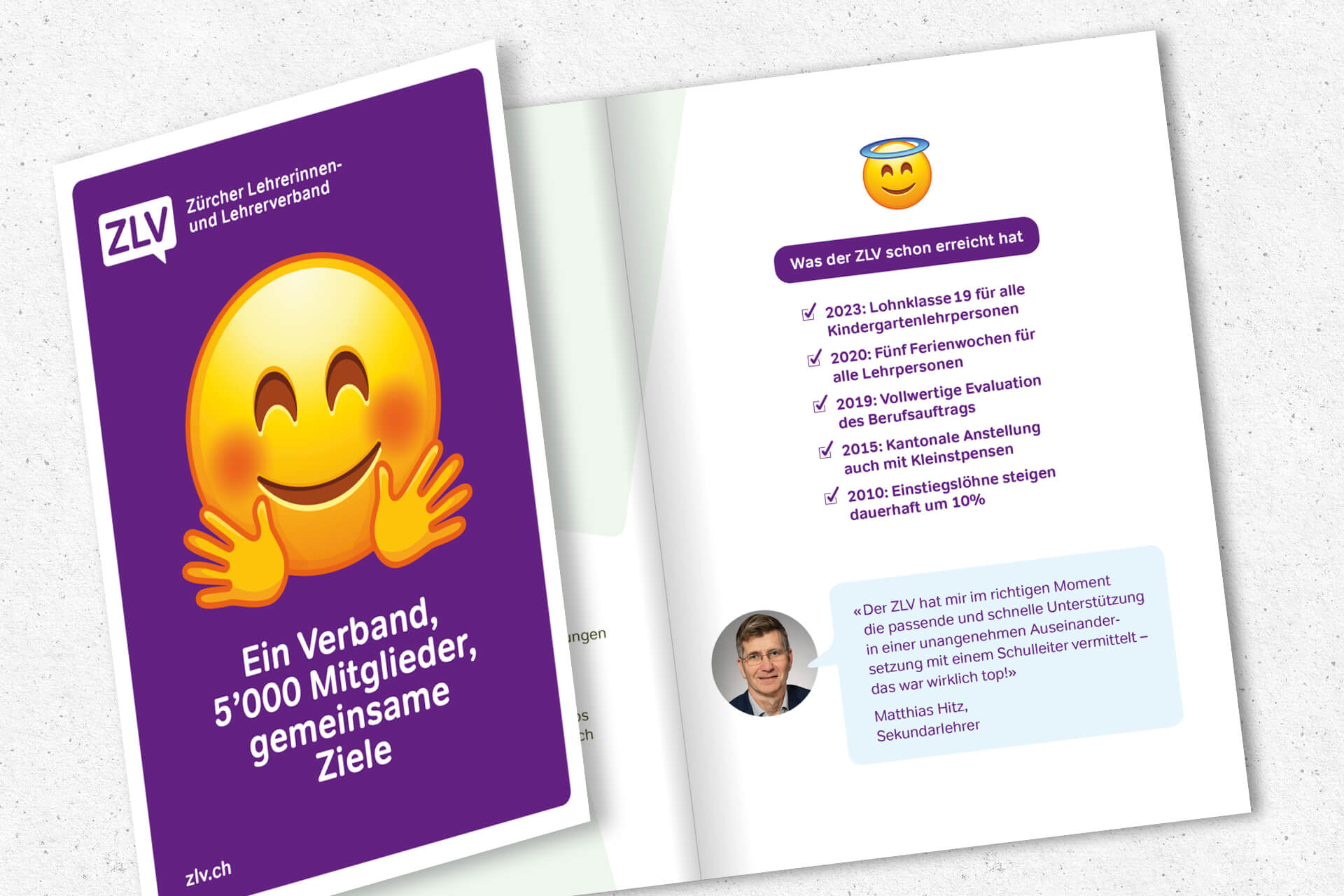 Folder mit Angebotsbeschreibung des Zürcher Lehrerinnen- und Lehrerverbandes.